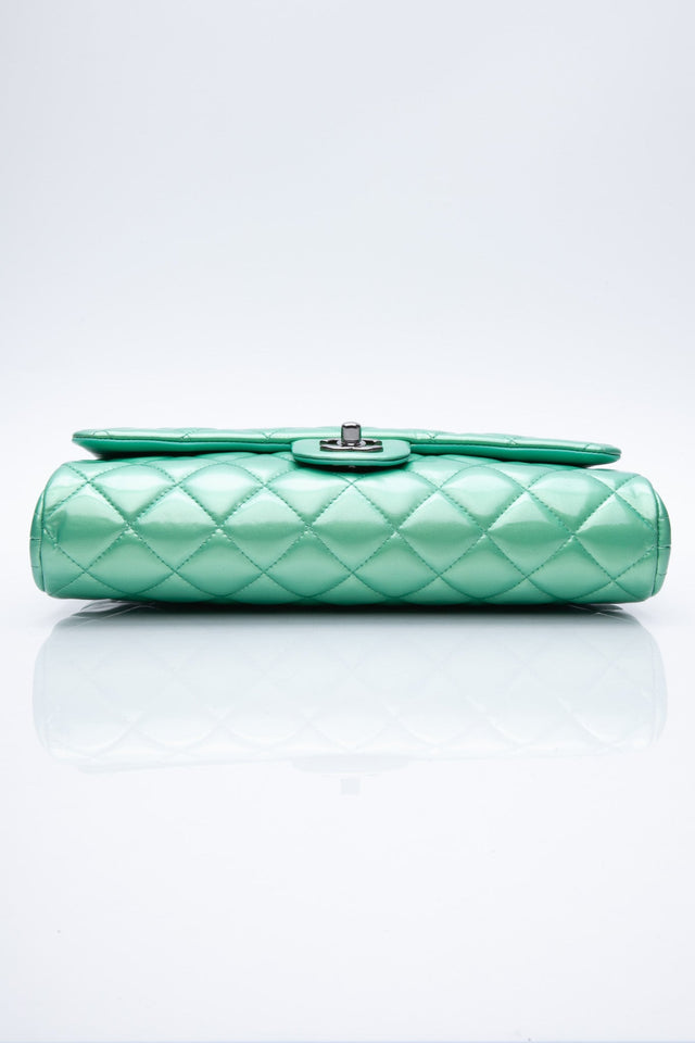CHANEL Timeless Clutch On Chain Patent Leather Green