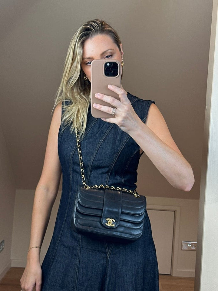 Chanel Vintage Black Single Flap with 24k gold plated hardware