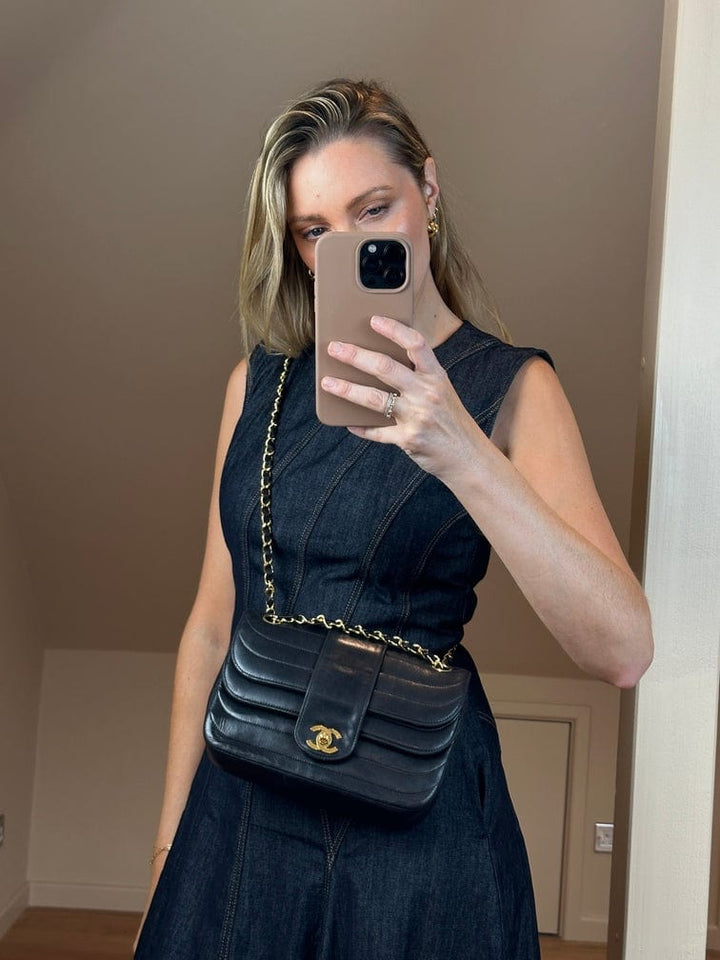 Chanel Vintage Black Single Flap with 24k gold plated hardware