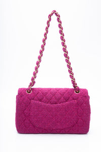 CHANEL Magenta Tweed Flap Shoulder Bag