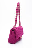 CHANEL Magenta Tweed Flap Shoulder Bag