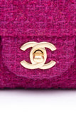 CHANEL Magenta Tweed Flap Shoulder Bag