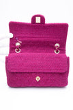 CHANEL Magenta Tweed Flap Shoulder Bag