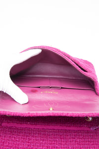 CHANEL Magenta Tweed Flap Shoulder Bag
