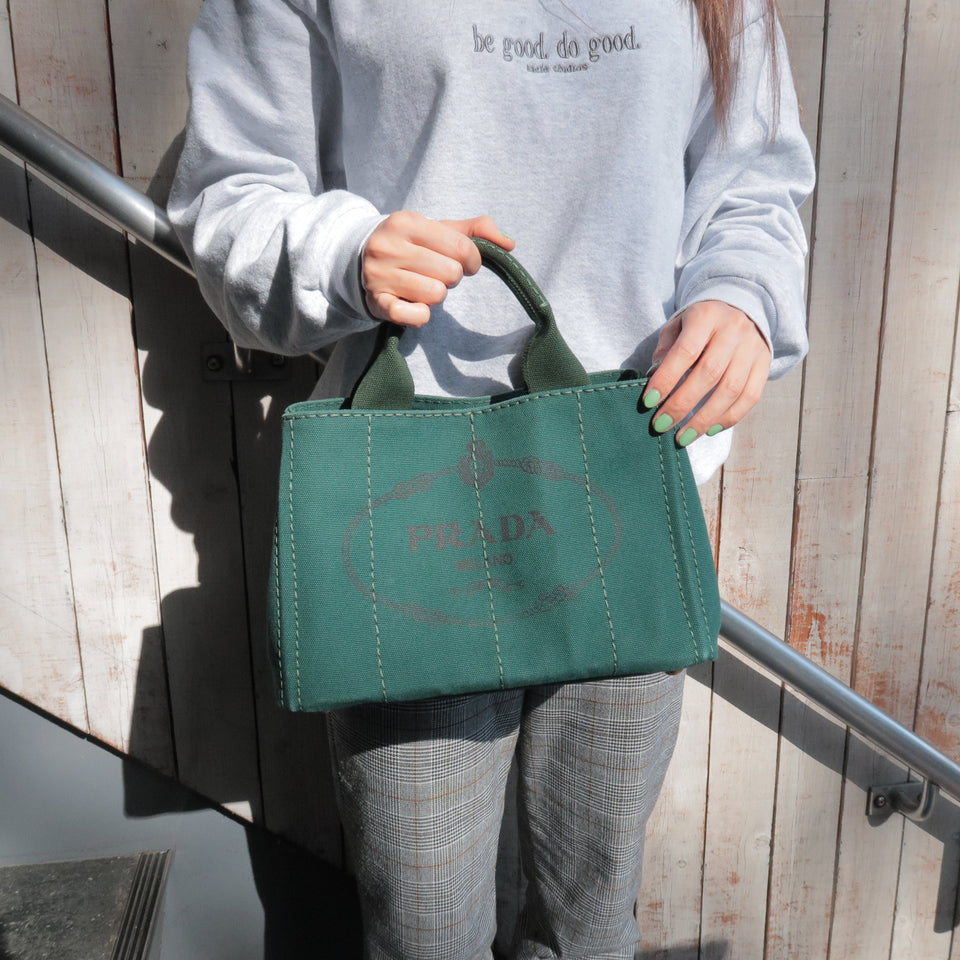 Prada Canapa Mini Canvas 2Way Bag Shoulder Bag Green B2439G