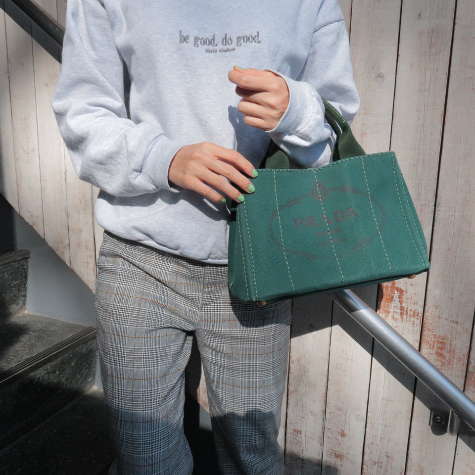 Prada Canapa Mini Canvas 2Way Bag Shoulder Bag Green B2439G