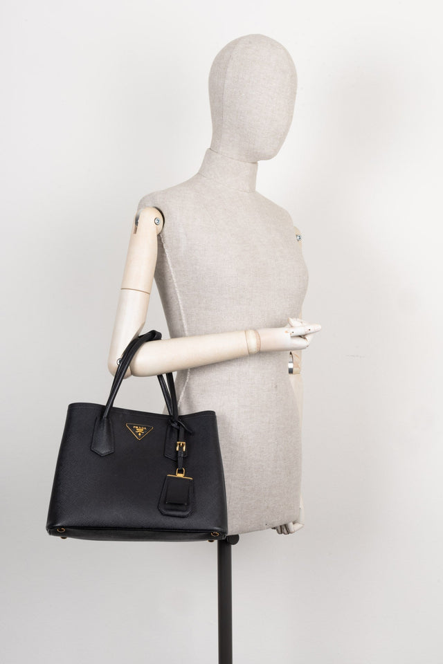 PRADA Medium Double Tote Bag Black