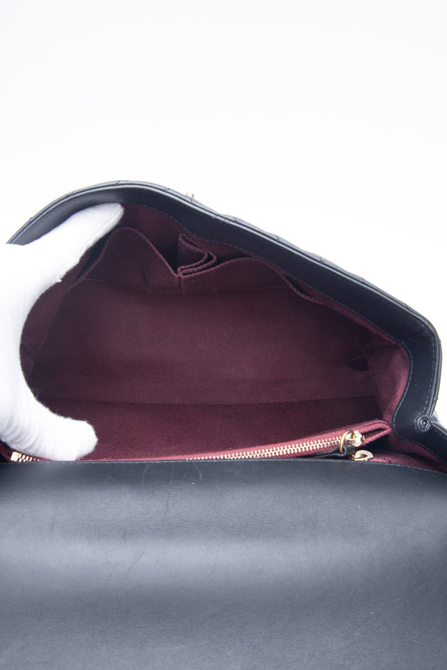 CHANEL Black Chevron Quilted Medium Coco Handle Flap Bag