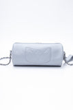 CHANEL Light Gray Calfskin Chain 20s Signature Bowling Crossbody Bag