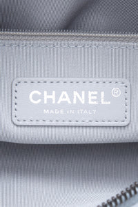 CHANEL Light Gray Calfskin Chain 20s Signature Bowling Crossbody Bag