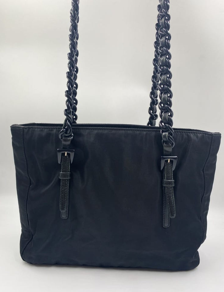 Prada Nylon Tote w Chain
