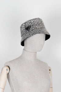PRADA 2021 Logo Crytsal Embellished Bucket Hat