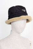 PRADA Bucket Hat with Shearling Lining Nylon Black
