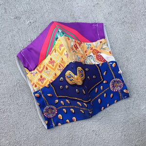 Hermes Vintage Handmade Ciels Byzantins Silk Scarf Face Mask