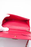 CHANEL Hot Pink Caviar Quilted Boy Wallet On Chain WOC