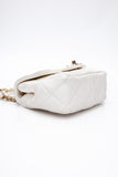 CHANEL White Metal Quilted Lambskin Leather Mini Top Handle Square Flap Bag