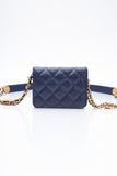 CHANEL Navy Quilted Caviar Twist Your Buttons Coin Purse with Chain Crossbody Bag