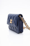 CHANEL Navy Quilted Caviar Twist Your Buttons Coin Purse with Chain Crossbody Bag