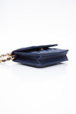 CHANEL Navy Quilted Caviar Twist Your Buttons Coin Purse with Chain Crossbody Bag