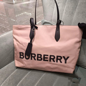Burberry  Small Rose Beige Logo Branded Nylon Tote Bag