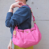 Prada Logo Leather Shoulder Bag Fuxia Pink Gold HDW BR3795