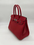 Hermes Birkin 30 Rouge Casaque Epsom Palladium Hardware