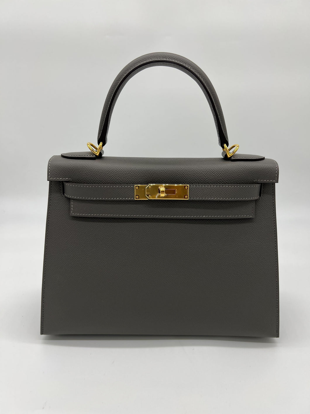 Hermes Kelly II Sellier 28 Gris Meyer Epsom Leather