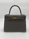 Hermes Kelly II Sellier 28 Gris Meyer Epsom Leather