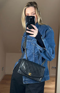 Vintage Chanel Diana Black Single Flap with 24k gold plated hardware