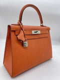 Hermes Kelly 28 Epsom Potiron Orange Palladium Hardware