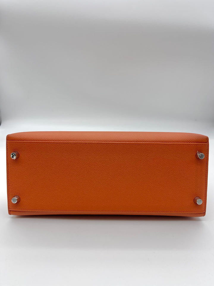 Hermes Kelly 28 Epsom Potiron Orange Palladium Hardware