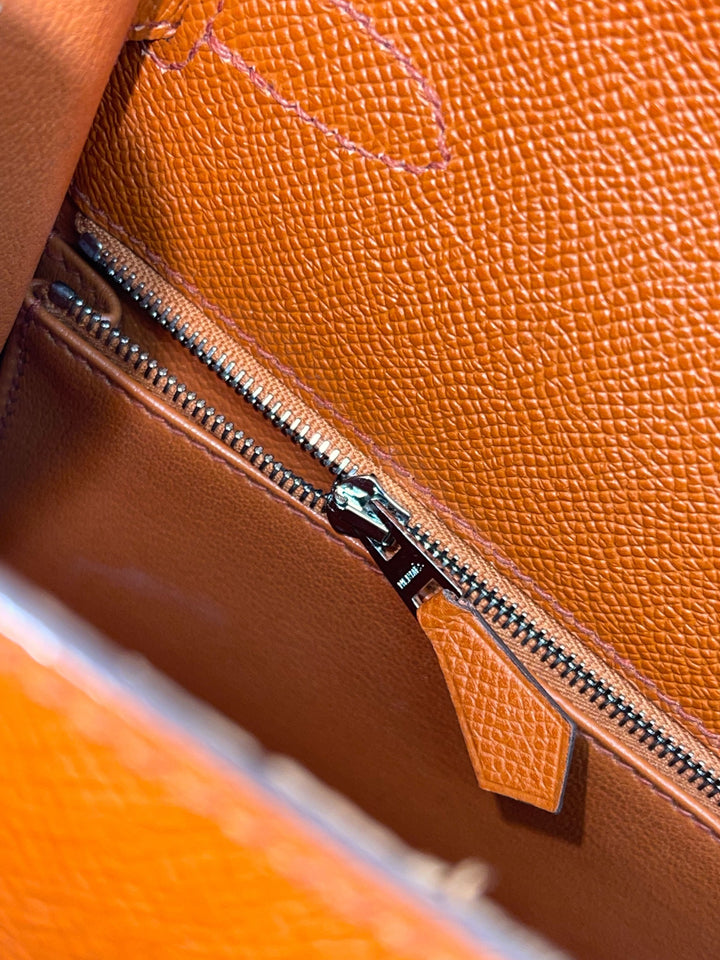 Hermes Kelly 28 Epsom Potiron Orange Palladium Hardware