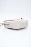 CHANEL Small Cream Crystal Pearls Chain Quilted Calfskin Flap Bag