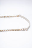 CHANEL Small Cream Crystal Pearls Chain Quilted Calfskin Flap Bag