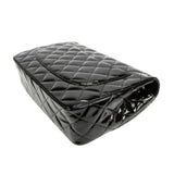 SALE Chanel Classic Single Flap Jumbo Black Patent Leather Silver