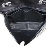 SALE Chanel Classic Single Flap Jumbo Black Patent Leather Silver