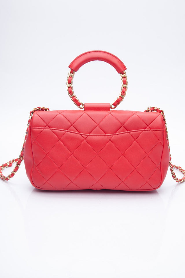 CHANEL Medium in The Loop Red Quilted Lambskin Leather Flap Bag