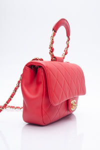 CHANEL Medium in The Loop Red Quilted Lambskin Leather Flap Bag