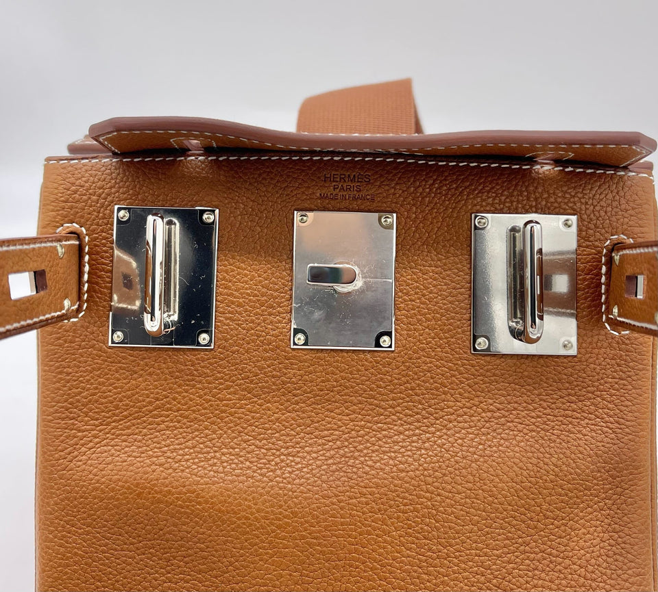 Hermes Hac A Dos Fauve Barenia Faubourg Backpack Palladium Hardware