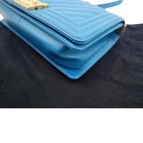 CHANEL Medium Boy Flap Chevron Quilted Calfskin Shoulder Bag Blue