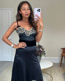 Prada Black Silk Lingerie Top and Midi Skirt Set with Embroidery Details Size IT 42 (UK 10)