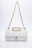 CHANEL White Lambskin A Real Catch Flap Bag
