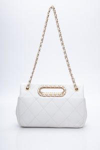 CHANEL White Lambskin A Real Catch Flap Bag