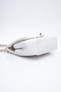 CHANEL White Lambskin A Real Catch Flap Bag