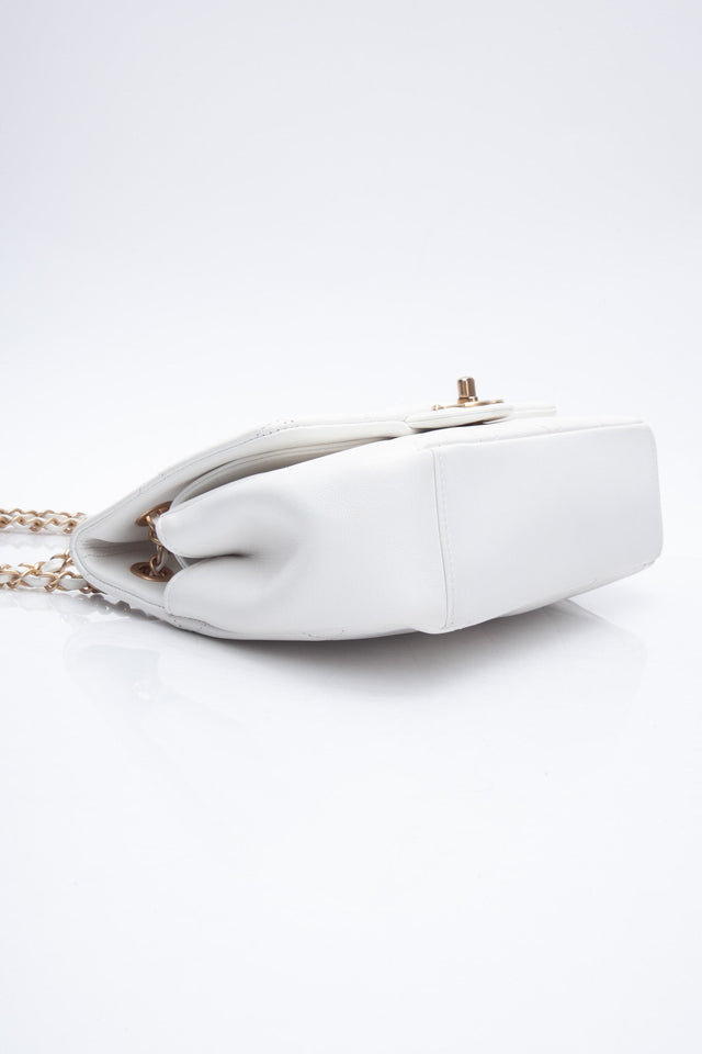 CHANEL White Lambskin A Real Catch Flap Bag