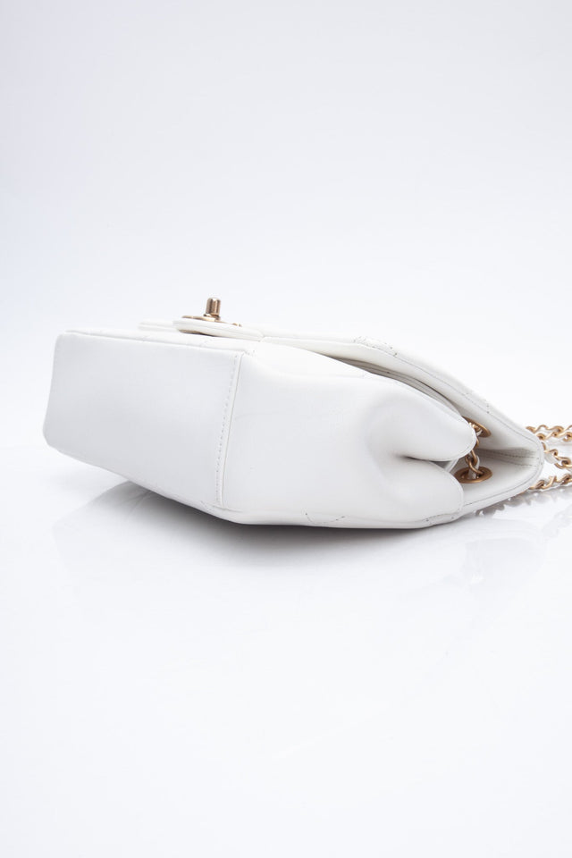 CHANEL White Lambskin A Real Catch Flap Bag