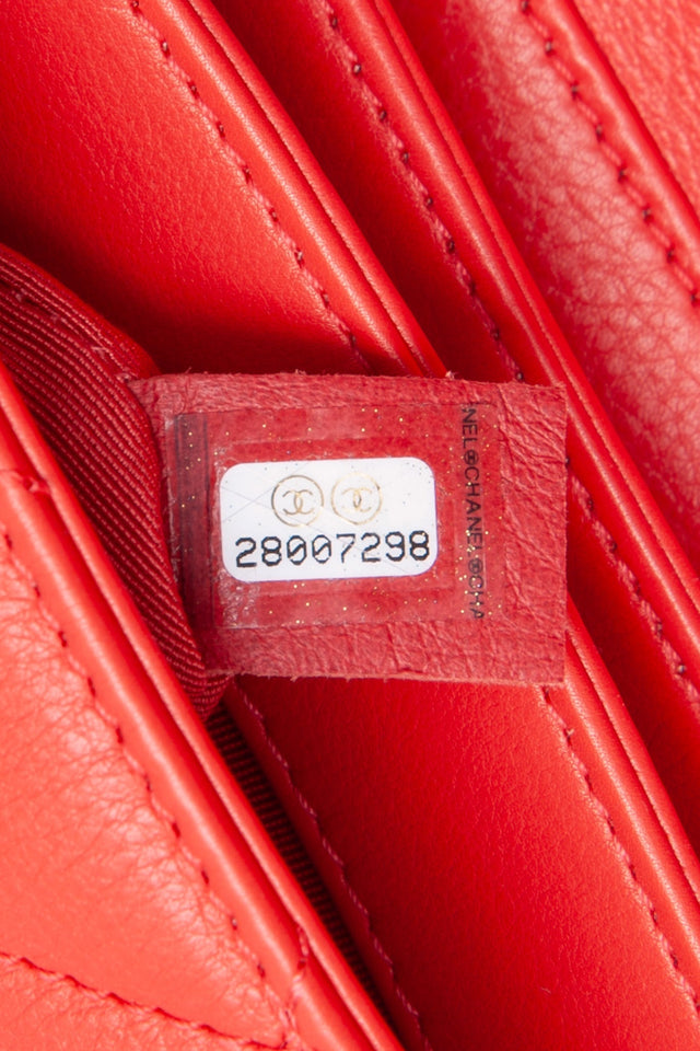 CHANEL Coral Calfskin Quilted Metal Small Top Handle Envelope Flap Bag