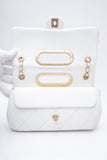 CHANEL White Lambskin A Real Catch Flap Bag