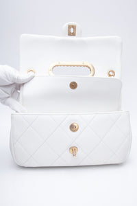 CHANEL White Lambskin A Real Catch Flap Bag