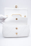 CHANEL White Lambskin A Real Catch Flap Bag